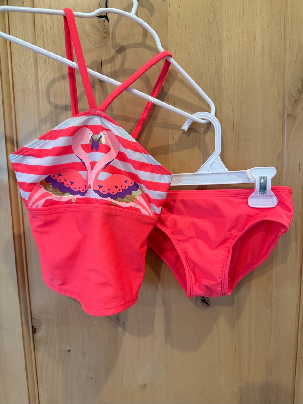 Cat & Jack Girls Neon Pink Flamingo Two-Piece Swimsuit